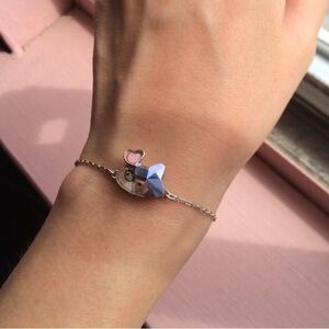 Swarovski Mini Cat Stone-cut Vintage Rose Moonlight Crystal Bracelet in EUC